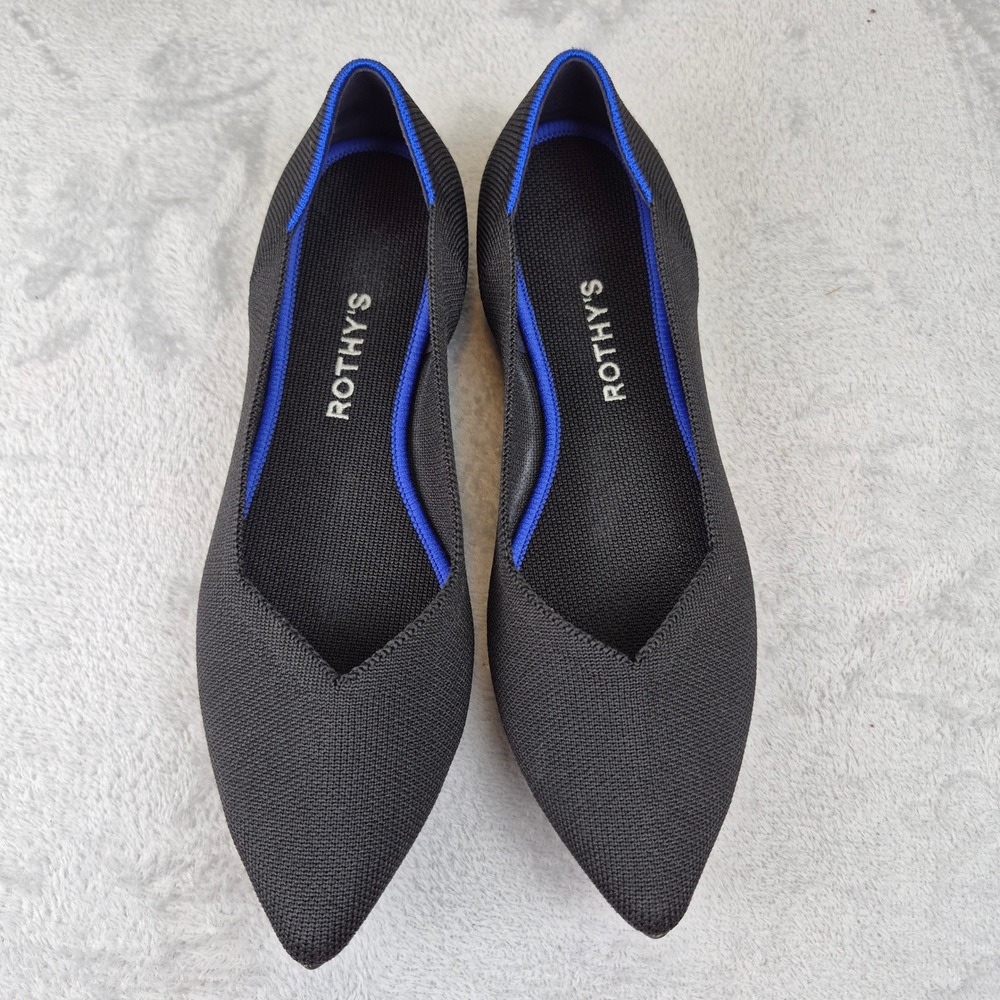 Rothy's The Point Black Solid Pointed Toe Knit Flats Women 10 Casual Dress Shoes